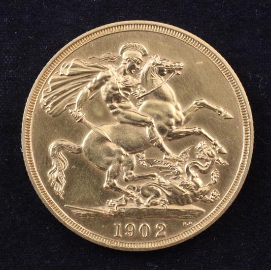 An Edward VII 1902 gold two pounds,